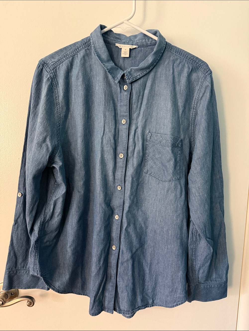 Caslon Denim-Style Button Down Shirt in Light Blue